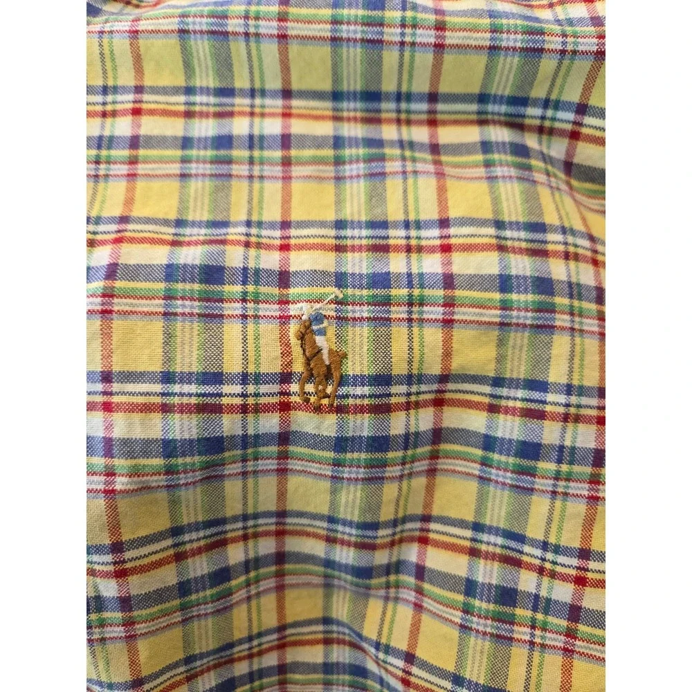 Polo Ralph Lauren Mens Yellow Plaid Button Down Long Sleeve Large Pony Logo